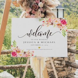 Póster Rustic Floral Wedding Welcome Sign