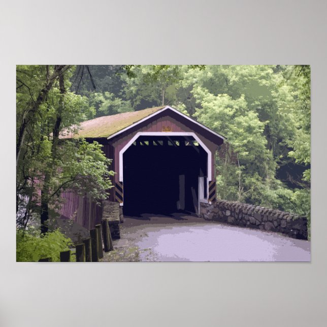 Póster Rustic Kurtz Mill Covered Bridge Lancaster PA (Frente)