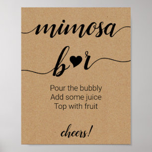 Póster Rustic Mimosa Bar Sign Wedding Poster