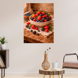 Póster Rustic Mixed Berries Still Life a Cozy Food