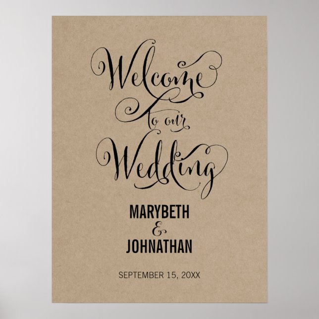 Póster Rustic Modern We Do Script Boda Welcome Poster (Frente)