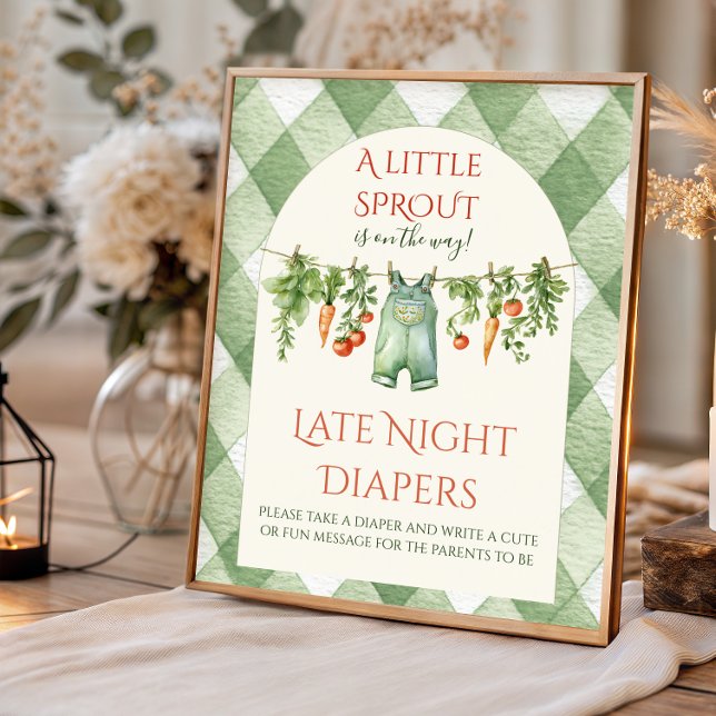 Póster Rustic Neutral Sprout Baby Shower Diaper Fun (Subido por el creador)