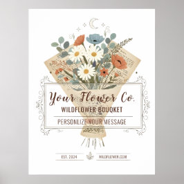 Póster Rustic Novel-Wrapped Flowers Customizable