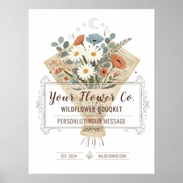 Póster Rustic Novel-Wrapped Flowers Customizable (Frente)