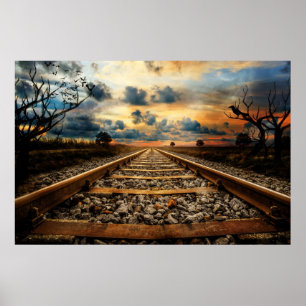 Póster Rustic Old Railroad Tracks