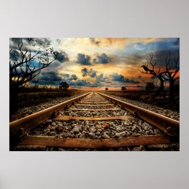 Póster Rustic Old Railroad Tracks (Frente)
