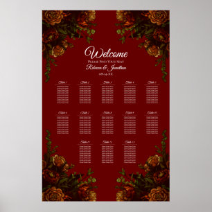 Póster Rustic Orange Red Fall Elegant Gothic Wedding