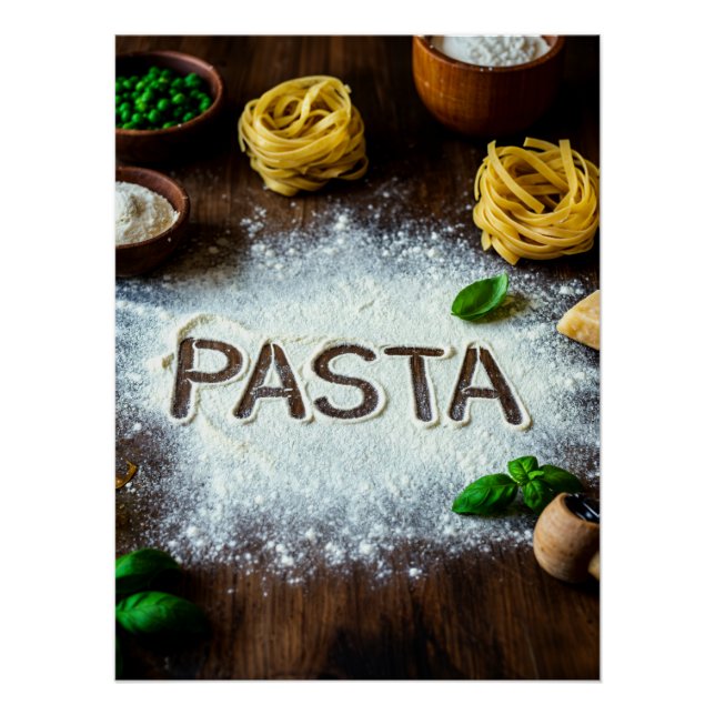 Póster Rustic Pasta Still Life Art – Culinary Kitchen Dec (Anverso)