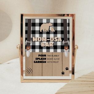 Póster Rustic Plaid Lumberjack Baby Shower Mom Osa Bar