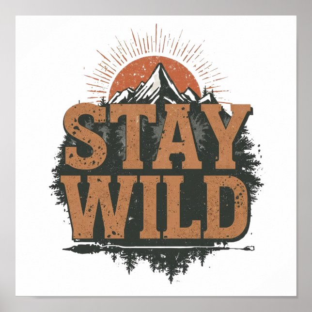 Póster Rustic Stay Wild Hiking Graphic (Frente)