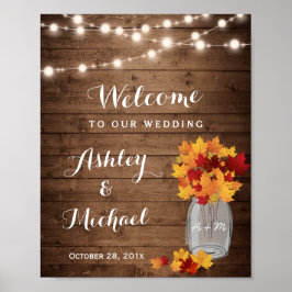 Póster Rustic String ilumina el Rótulo de bodas Mason Jar