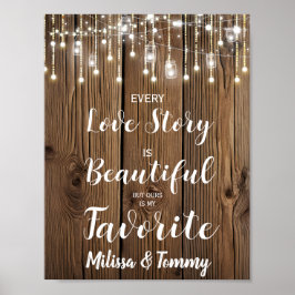 Póster Rustic String lights Every Love story is..wedding