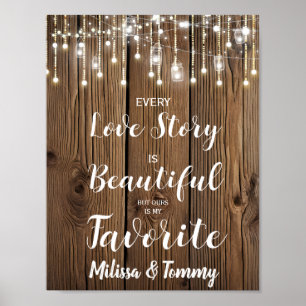 Póster Rustic String lights Every Love story is..wedding