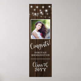 Póster Rustic String Lights Wood Graduation Vertical