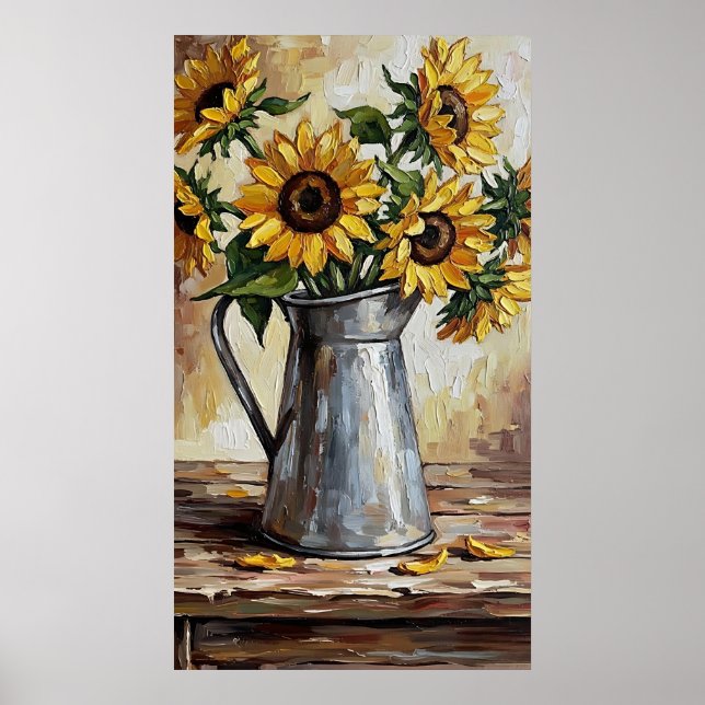 Póster Rustic Sunflower Decor Expressionist Painting (Frente)
