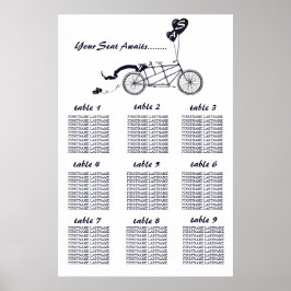 Póster Rustic Tandem Bicycle Wedding Seating Chart