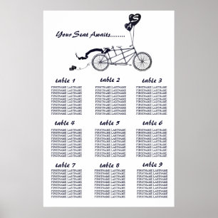 Póster Rustic Tandem Bicycle Wedding Seating Chart