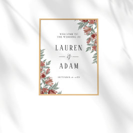 Póster Rustic Terracotta Floral Wedding Sign