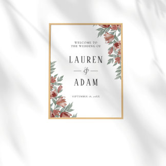 Póster Rustic Terracotta Floral Wedding Sign