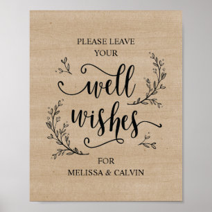 Póster Rustic Vines Boda Well Wings poster de señas