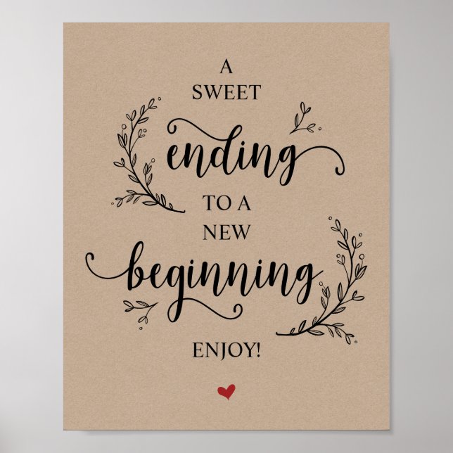 Póster Rustic Vines Kraft. Negro, postre de la fiesta de  (Frente)