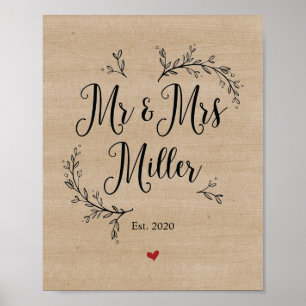 Póster Rustic Vines Mr. y Mrs. Miller