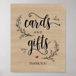 Póster Rustic Vines Wedding Cards and Gifts Sign Poster