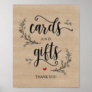 Póster Rustic Vines Wedding Cards and Gifts Sign Poster