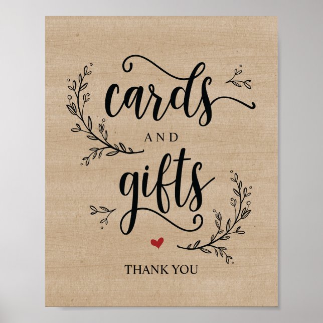 Póster Rustic Vines Wedding Cards and Gifts Sign Poster (Frente)