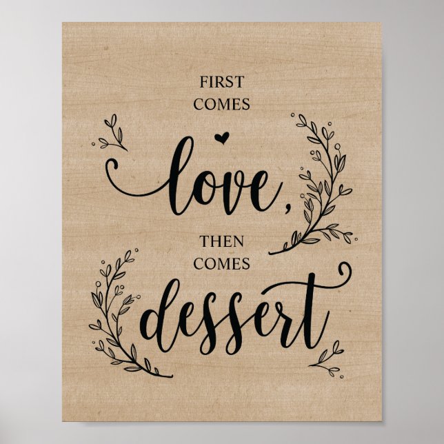 Póster Rustic Vines Wedding Dessert  Sign Poster (Frente)