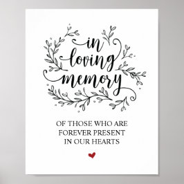 Póster Rustic Vines Wedding In Loving Memory Sign