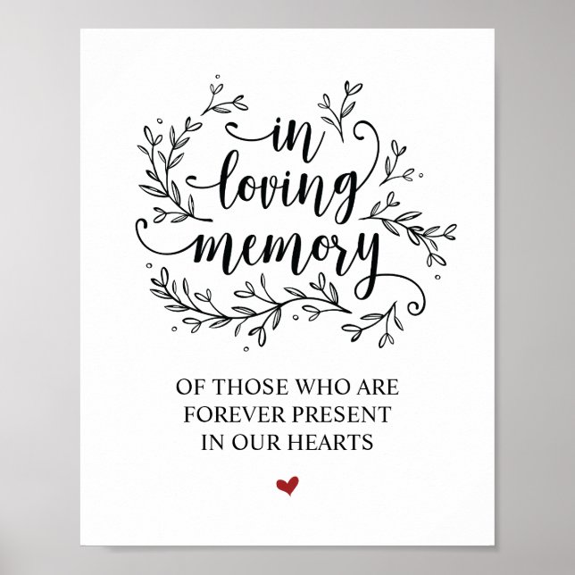 Póster Rustic Vines Wedding In Loving Memory Sign (Frente)