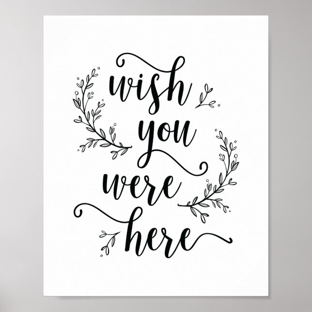 Póster Rustic Vines Wedding Wish you were here sign (Frente)