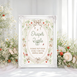 Póster Rustic Vintage Baby Shower Diaper Raffle
