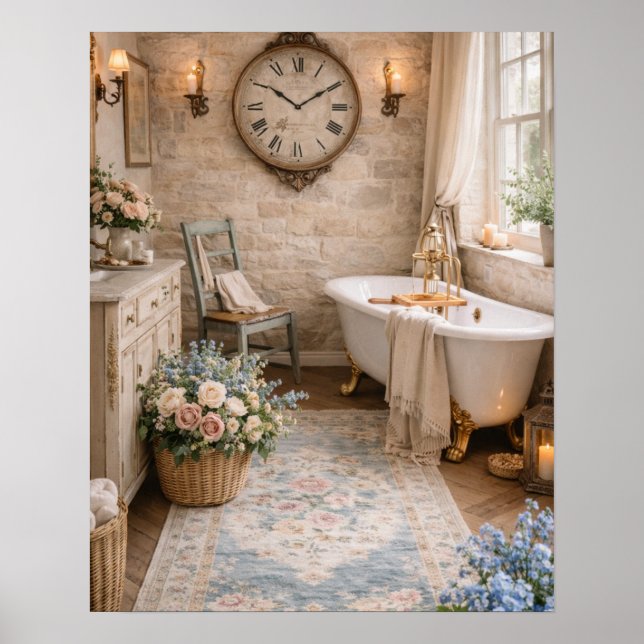 Póster Rustic Wall Art French Farmhouse Bathroom (Frente)