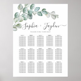 Póster Rustic Watercolor Eucalyptus Greenery Wedding