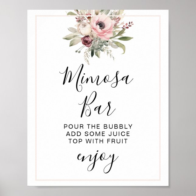 Póster rustic watercolor floral bouquet (Frente)