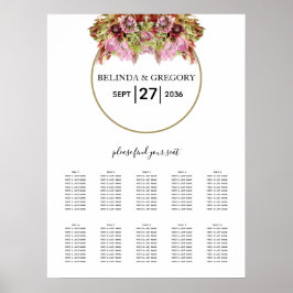 Póster Rustic Wild Flower Bouquet Wedding Seating Chart