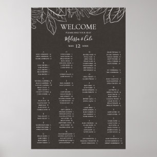 Póster Rustic Winter Charcoal Alphabetical Seating Chart