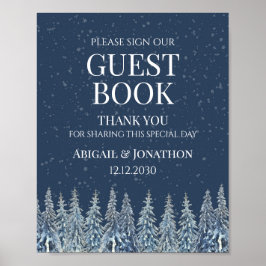 Póster Rustic Winter Forest Wedding Guest Book Sign
