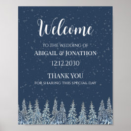 Póster Rustic Winter Forest Wedding Welcome
