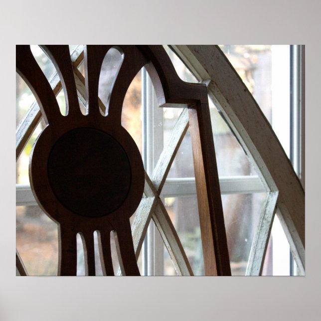 Póster Rustic Wooden Chair in front of Window 16x20 (Frente)