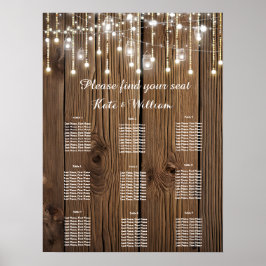 Póster Rústica cadena de luces Plan de asiento