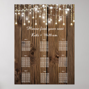 Póster Rústica cadena de luces Plan de asiento