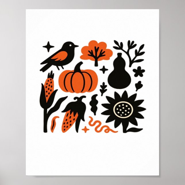 Póster Rústica camiseta clásica de cosecha otoñal (Frente)