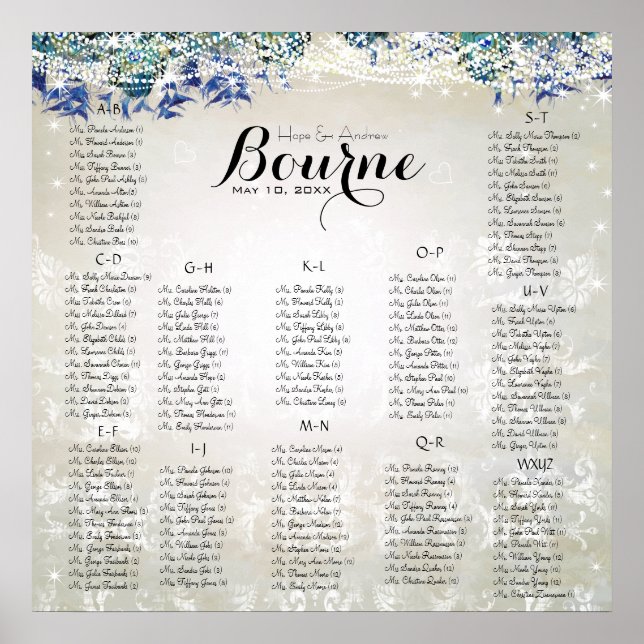 Póster Rústica carta de asientos de lujo de la Marina de  (Frente)