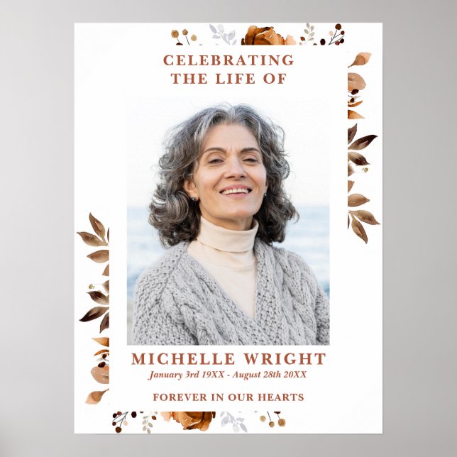 Póster Rústica Celebración Funeral Del Rótulo De Foto De  (Frente)