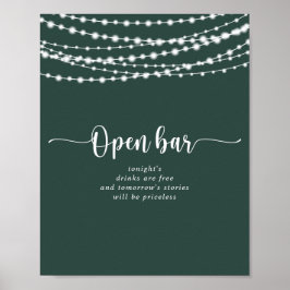 Póster Rústica de las cadenas luces Boda verde barra abie