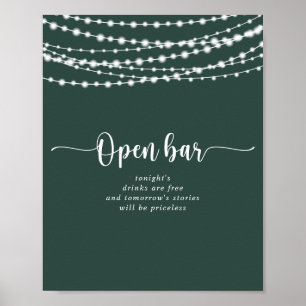 Póster Rústica de las cadenas luces Boda verde barra abie