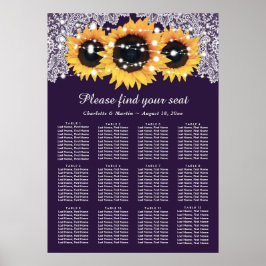 Póster Rústica Gráfica 12 Boda de girasol morado
